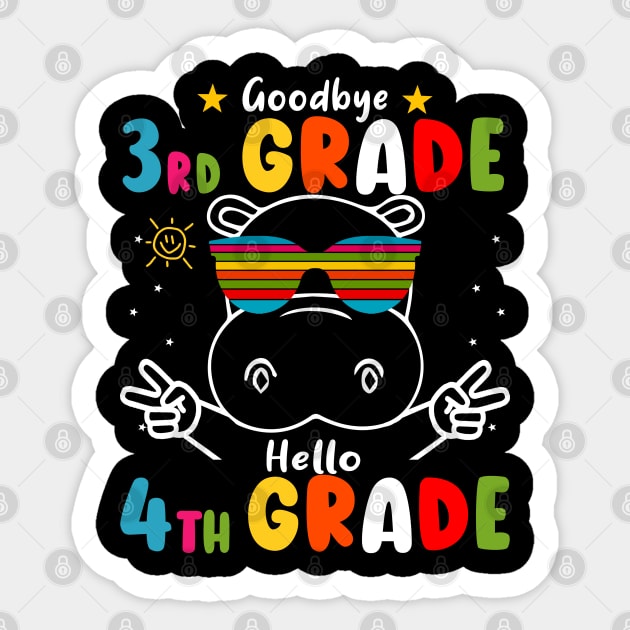 Goodbye 3rd Grade Graduation Hello 4th Grade Last Day Of School Hippo Sticker by AngelGurro